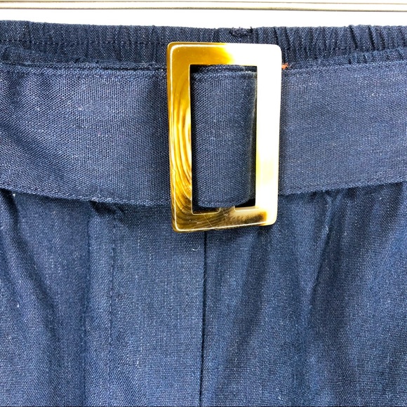 J JILL navy blue crop linen wide-leg pants M - p - Picture 2 of 14